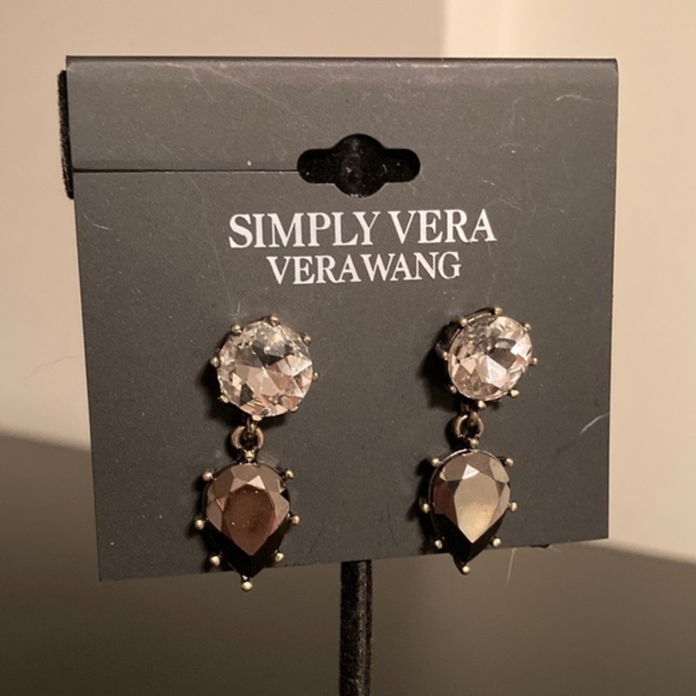 Simply Vera Vera Wang Crystal and Black Drop Earrings